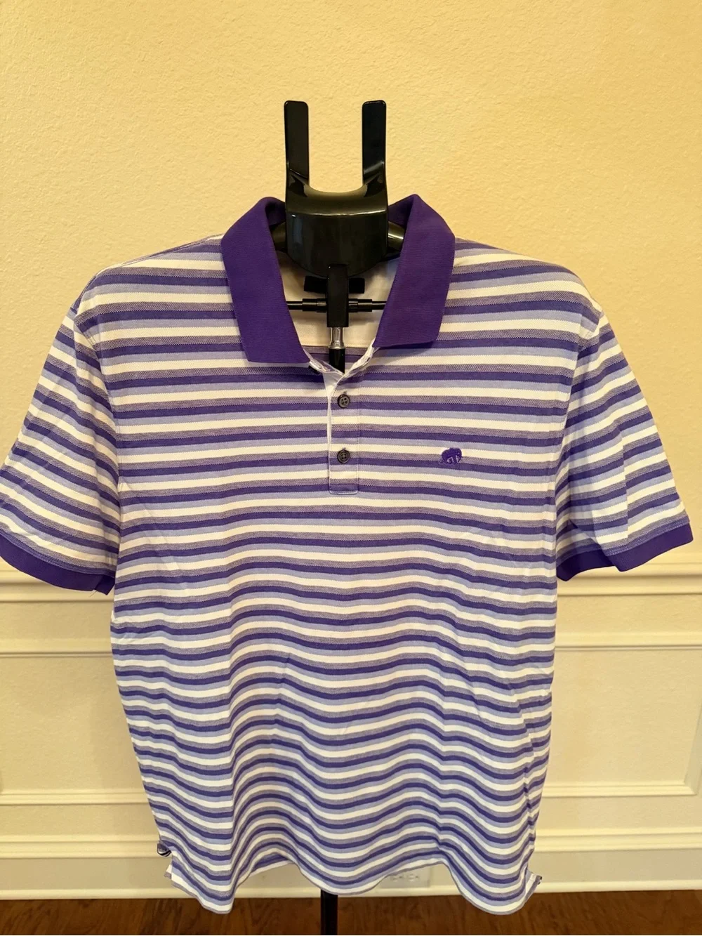 Banana Republic Purple and White Striped Polo